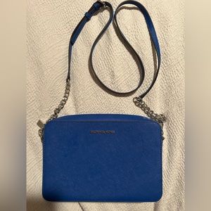 Michael Kors Jet Set Crossbody Cobalt Blue Saffiano Leather